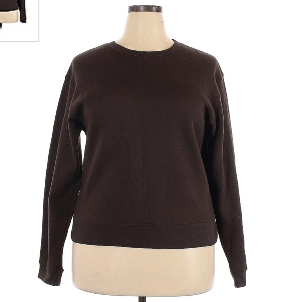 Oarsman For Her Brown Pullover Sweatshirt Women's XL Plus Size Neutral Casual